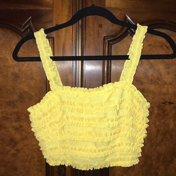 yellow ruffle crop top